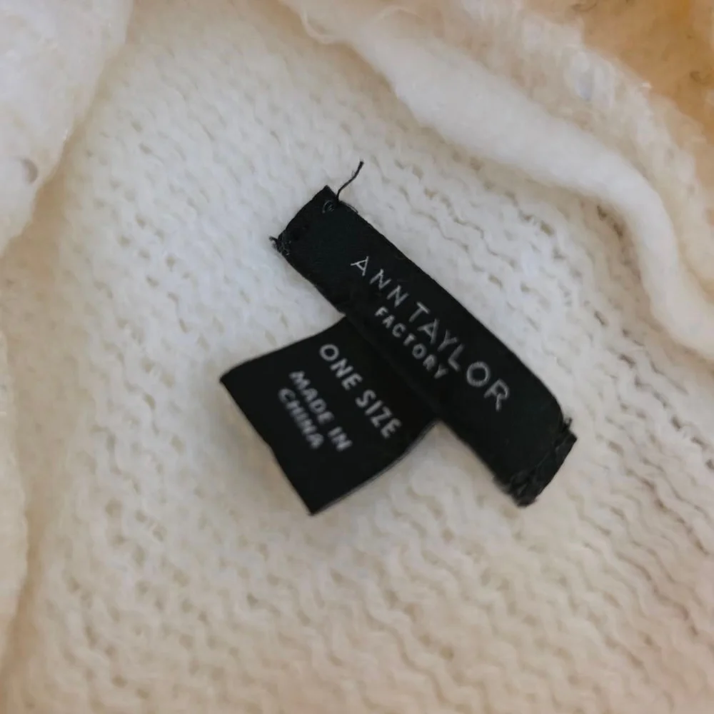 Women's Ann Taylor Factory Ivory Silver Sequin Cowl Neck Poncho